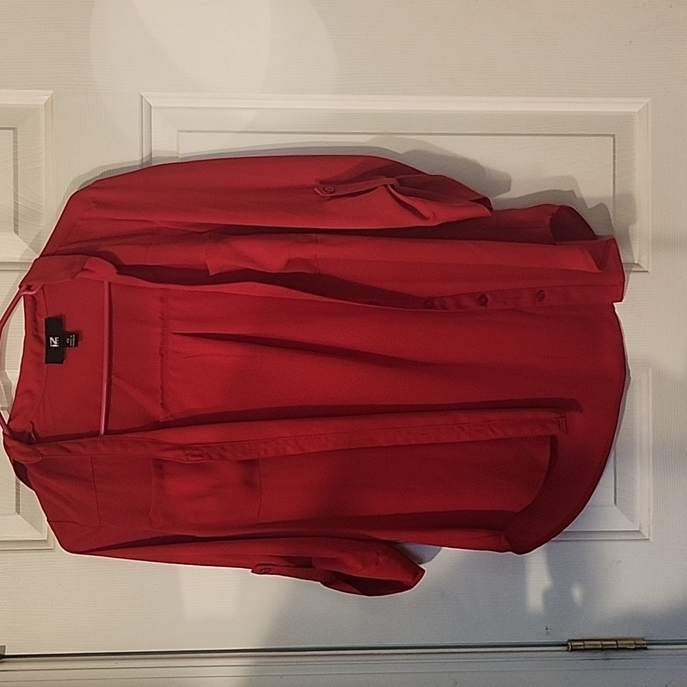 Red button down